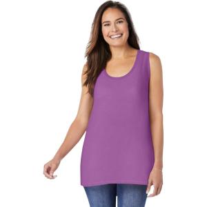 Woman Within Plus Size High-Low Tank(Purple Magenta)