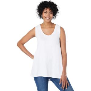 Woman Within Plus Size High-Low Tank(White)
