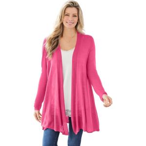 Woman Within Plus Size Lightweight Open Front Cardigan(Peony Petal)