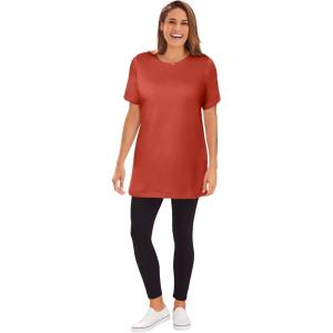 Woman Within Plus Size Perfect Crewneck Tunic(Burnt Red)
