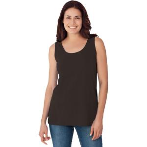 Woman Within Plus Size Scoopneck Tank(Black)