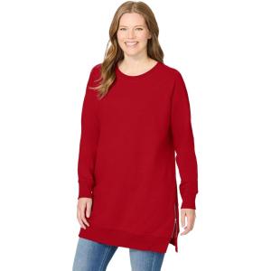 Woman Within Plus Size Side Zip Sweatshirt(Classic Red)