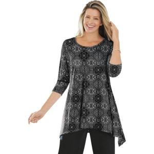 Woman Within Plus Size Swing Hem Tunic(Black Floral Patch)