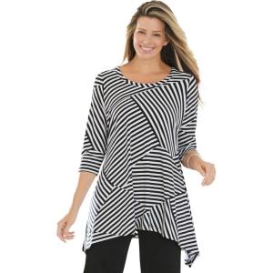 Woman Within Plus Size Swing Hem Tunic(Black Patch Stripe)
