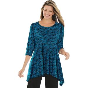 Woman Within Plus Size Swing Hem Tunic(Deep Teal Sketch Paisley)