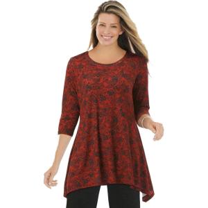Woman Within Plus Size Swing Hem Tunic(Red Ochre Sketch Paisley)