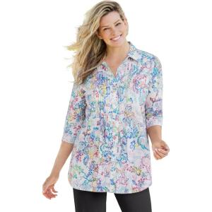 Woman Within Plus Size Watercolor Tunic(Navy Poppy Floral)