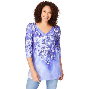 Woman Within Plus Size Watercolor Tunic(Purple Flowers)