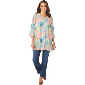 Woman Within Plus Size Watercolor Tunic(Tie Dye Snowflakes)