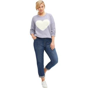 ellos Comfortable Women’s Plus Size Boyfriend Jeans Stretch Denim Mid-Rise(Medium Blue Sanded)