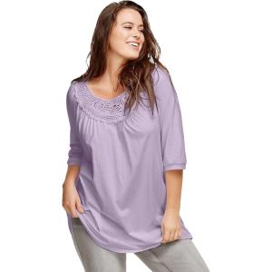ellos Plus Size Crochet Trim Tunic(Lavender Frost)