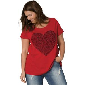 ellos Plus Size Love Graphic Tee(Classic Red Heart)