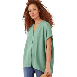 ellos Plus Size Oversized Linen-Blend Tunic(Antique Jade)