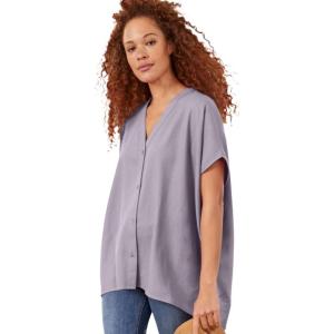 ellos Plus Size Oversized Linen-Blend Tunic(Lilac Smoke)