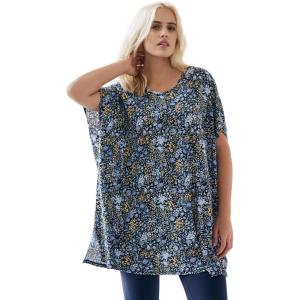 ellos Plus Size Oversized Tunic(Navy Ditsy Floral)