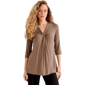 ellos Plus Size Twisted Knot-Front Tunic(Dark Taupe)