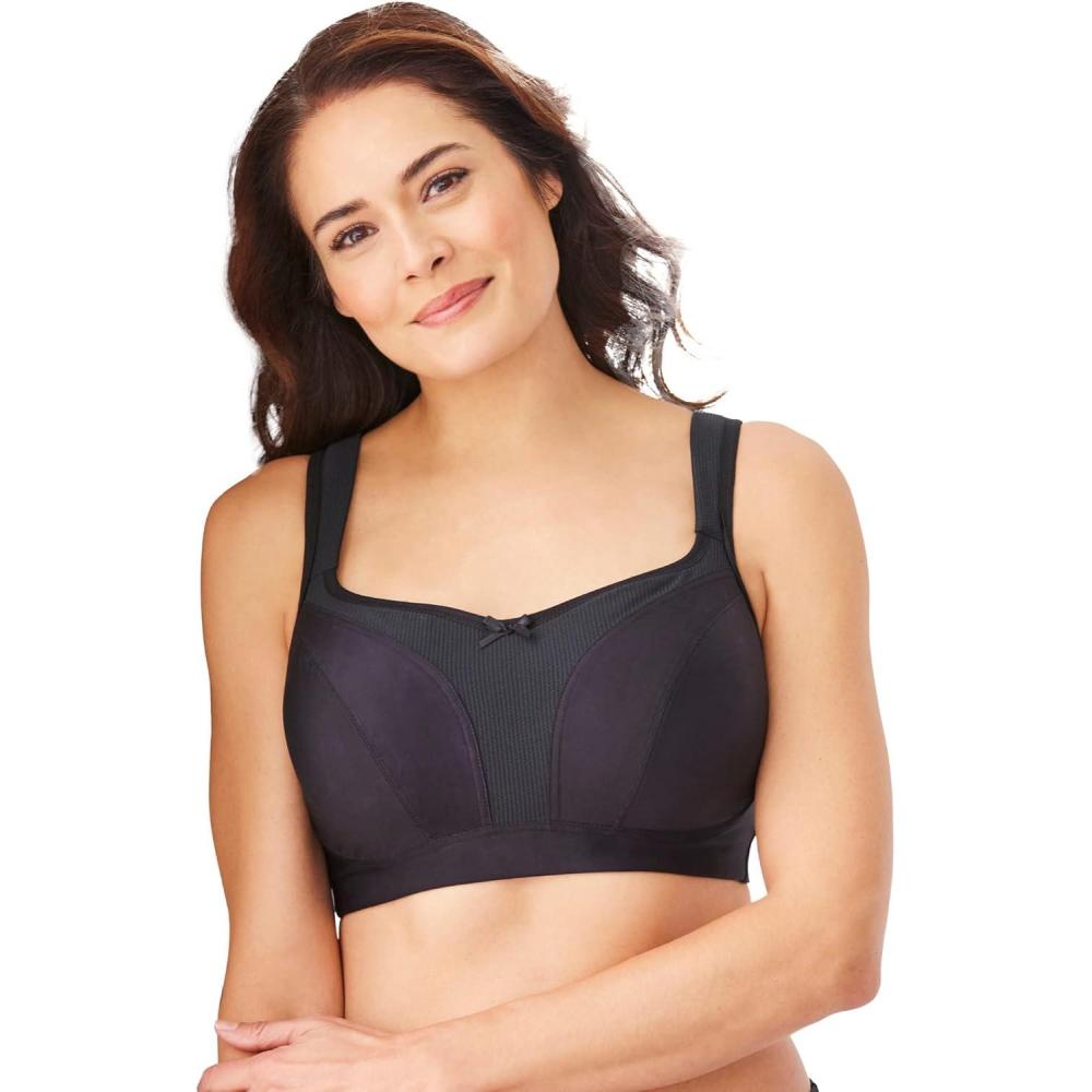 imageComfort Choice Womens Plus Size Limitless Wirefree LowImpact Back Hook BraBlack