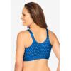 Comfort Choice Women’s Plus Size Crossover Wireless Lounge Bra(Bright Cobalt Geo Dot)