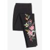 Woman Within Plus Size Petite Stretch-Cotton Knit Pull-On Embroidered Leggings(Black Heart Bloom)