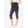 Woman Within Plus Size Petite Stretch-Cotton Knit Pull-On Printed Pocket Capri Leggings(Multi Graphic Floral)