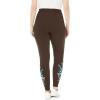 Woman Within Plus Size Stretch-Cotton Knit Pull-On Embroidered Leggings(Chocolate Floral Embroidery)