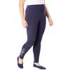 Woman Within Plus Size Stretch-Cotton Knit Pull-On Embroidered Leggings(Medium Heather Grey Floral Embroidery)