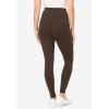 Woman Within Plus Size Stretch-Cotton Knit Pull-On Pocket Leggings(Chocolate)