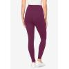Woman Within Plus Size Stretch-Cotton Knit Pull-On Pocket Leggings(Deep Claret)