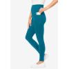Woman Within Plus Size Stretch-Cotton Knit Pull-On Pocket Leggings(Deep Teal)