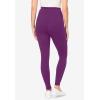 Woman Within Plus Size Stretch-Cotton Knit Pull-On Pocket Leggings(Plum Purple)