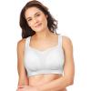 Comfort Choice Women’s Plus Size Limitless Wirefree Low-Impact Back Hook Bra(White)