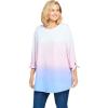 Woman Within Plus Size French Terry Tie-Sleeve Sweatshirt(Pink Ombre)