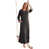 Woman Within Plus Size Henley Tee Maxi Dress(Black Wash)