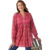 Woman Within Plus Size Perfect Pintuck Tunic(Classic Red Multi Plaid)