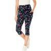 Woman Within Plus Size Petite Stretch-Cotton Knit Pull-On Printed Pocket Capri Leggings(Multi Graphic Floral)