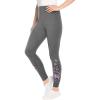 Woman Within Plus Size Stretch-Cotton Knit Pull-On Embroidered Leggings(Medium Heather Grey Floral Embroidery)