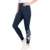 Woman Within Plus Size Stretch-Cotton Knit Pull-On Embroidered Leggings(Navy Banana Floral Embroidery)