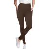 Woman Within Plus Size Stretch-Cotton Knit Pull-On Pocket Leggings(Chocolate)