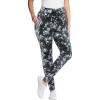 Woman Within Plus Size Stretch-Cotton Knit Pull-On Printed Pocket Leggings(Black White Tie Dye)