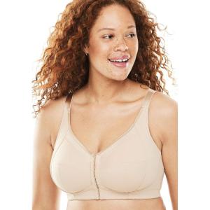 Comfort Choice Women’s Plus Size Satin-Trim Posture Bra(Beige)