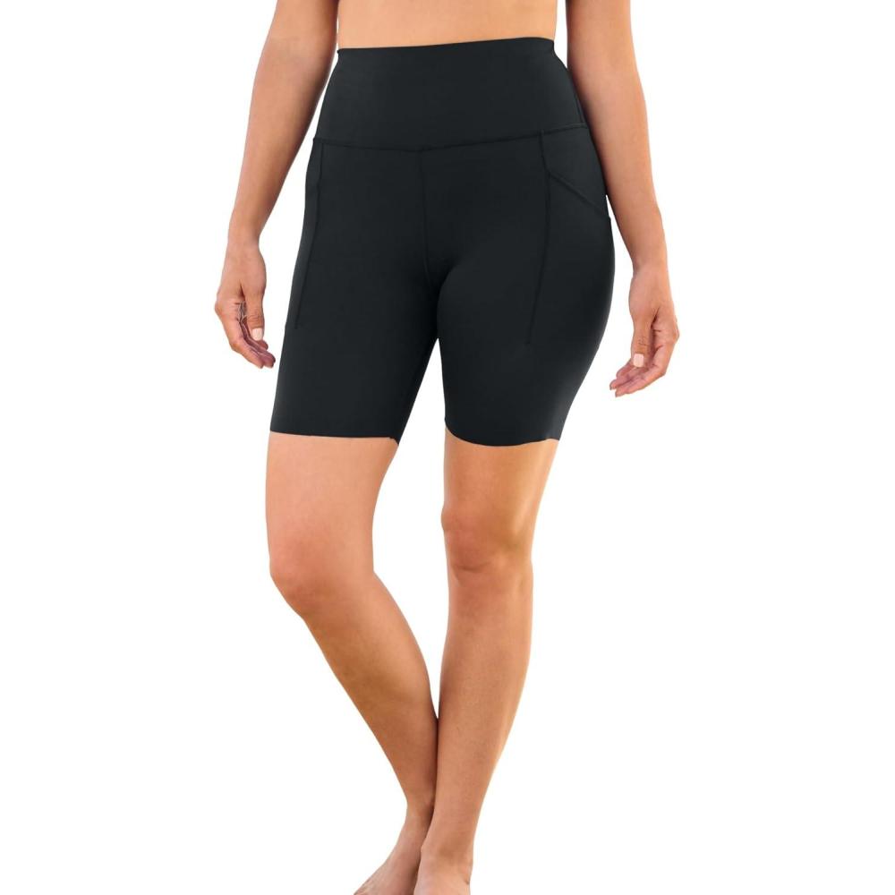 imageSwim 365 Womens Plus Size HighWaist NoSlip Swim Bike ShortBlack