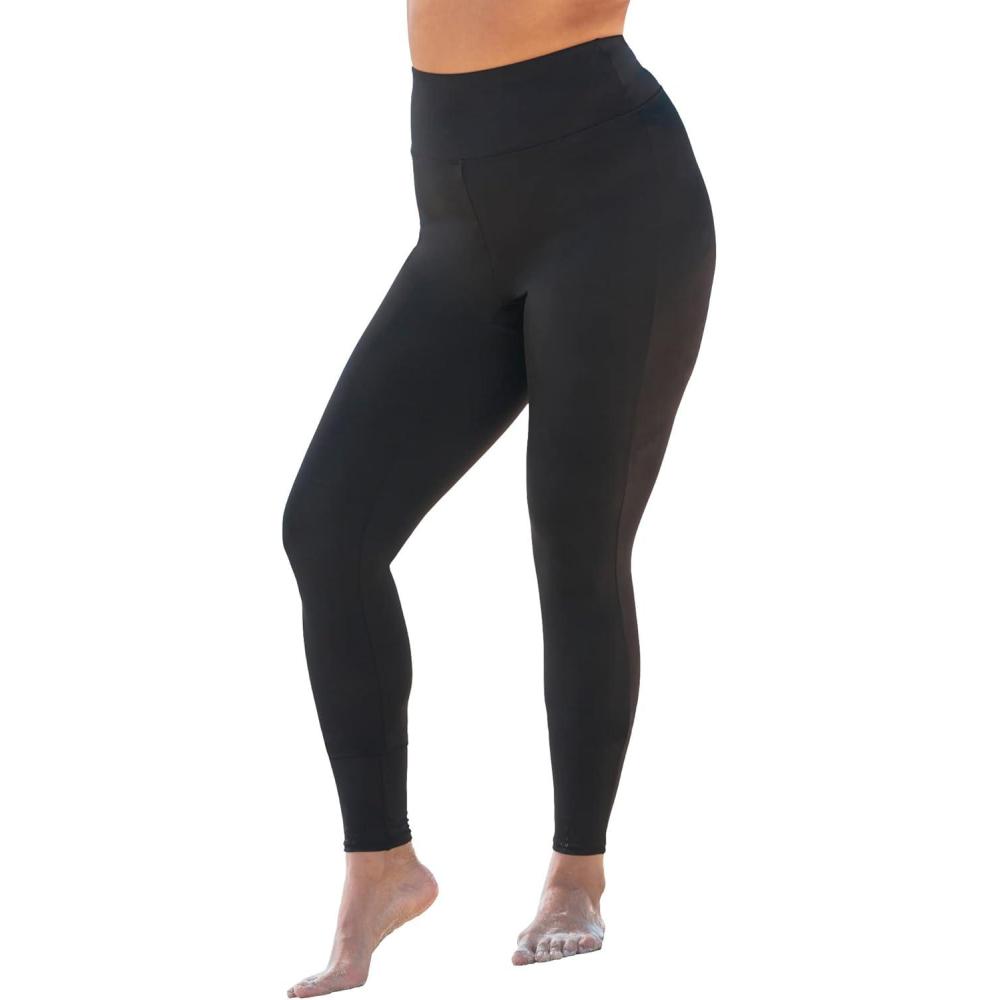 imageSwimsuits For All Swim 365 Womens Plus Size 360 Powermesh HighWaist Swim Legging with Tummy ControlBlack