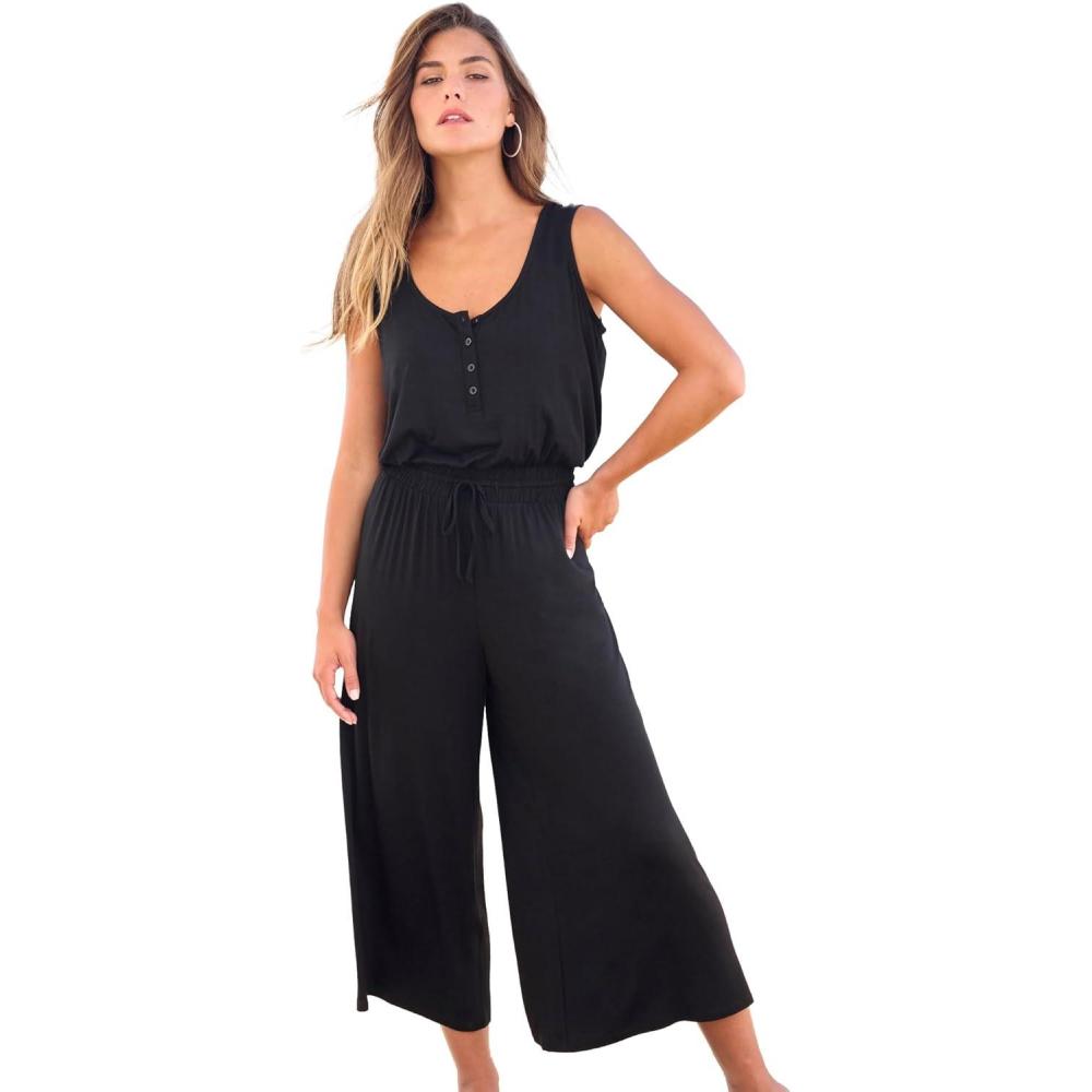 imageSwimsuits For All Swim 365 Womens Plus Size Jumpsuit CoverUpBlack