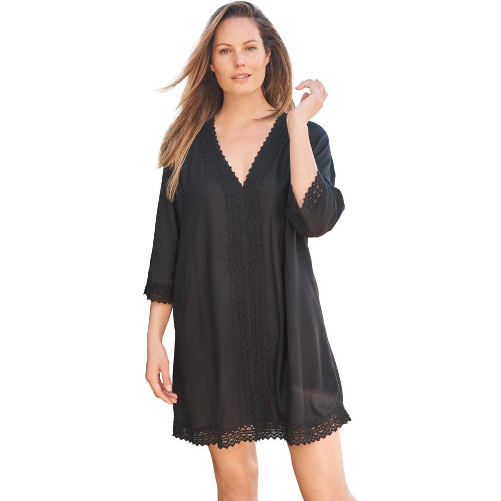 imageWoman Within Womens Plus Size Crochet Dress CoverUpBlack
