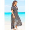 Swimsuits For All Swim 365 Women’s Plus Size Long Caftan Cover Up(Silver Black Dots)
