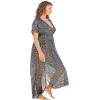 Swimsuits For All Swim 365 Women’s Plus Size Long Caftan Cover Up(Silver Black Dots)