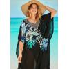 Swimsuits For All Swim 365 Women’s Plus Size Long Embellished Cover Up(Merlot Mixed Animal)