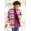 Woman Within Plus Size Fleece Flannel Snap-Front Shirt(Deep Claret Ivory Plaid)