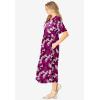 Woman Within Plus Size Short-Sleeve Button-Front Pocket Dress (Petite Available) – 7X, Deep Claret Graphic Bloom