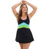 Swim 365 Women’s Plus Size All-in-One Swimdress(Black Oasis Kiwi)
